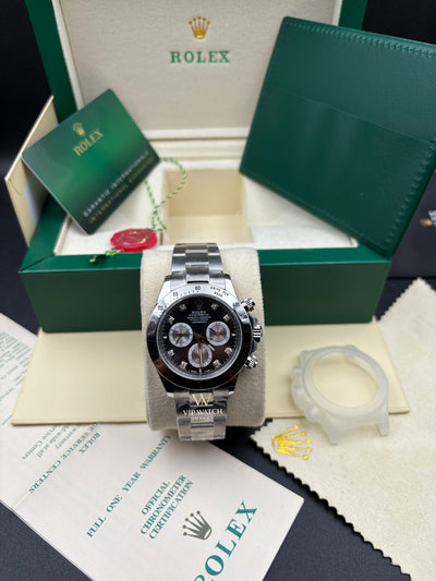 Rolex Daytona Cosmograph Steel Bright Black Dial Diamond markers 40mm