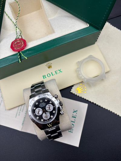 Rolex Daytona Cosmograph Steel Bright Black Dial Diamond markers 40mm