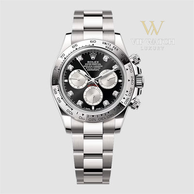Rolex Daytona Cosmograph Steel Bright Black Dial Diamond markers 40mm