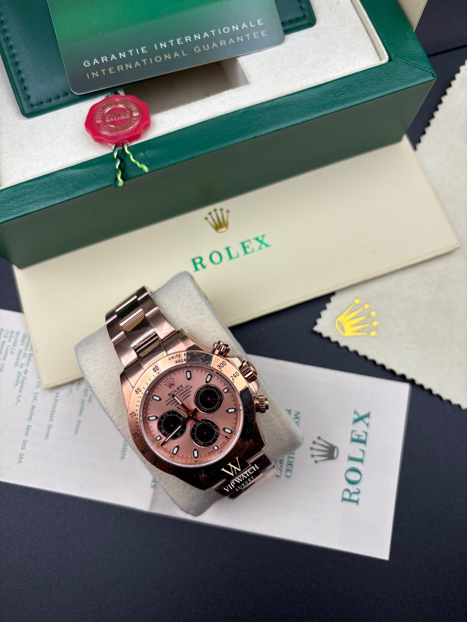 Rolex Rose Gold Pink Black Dial