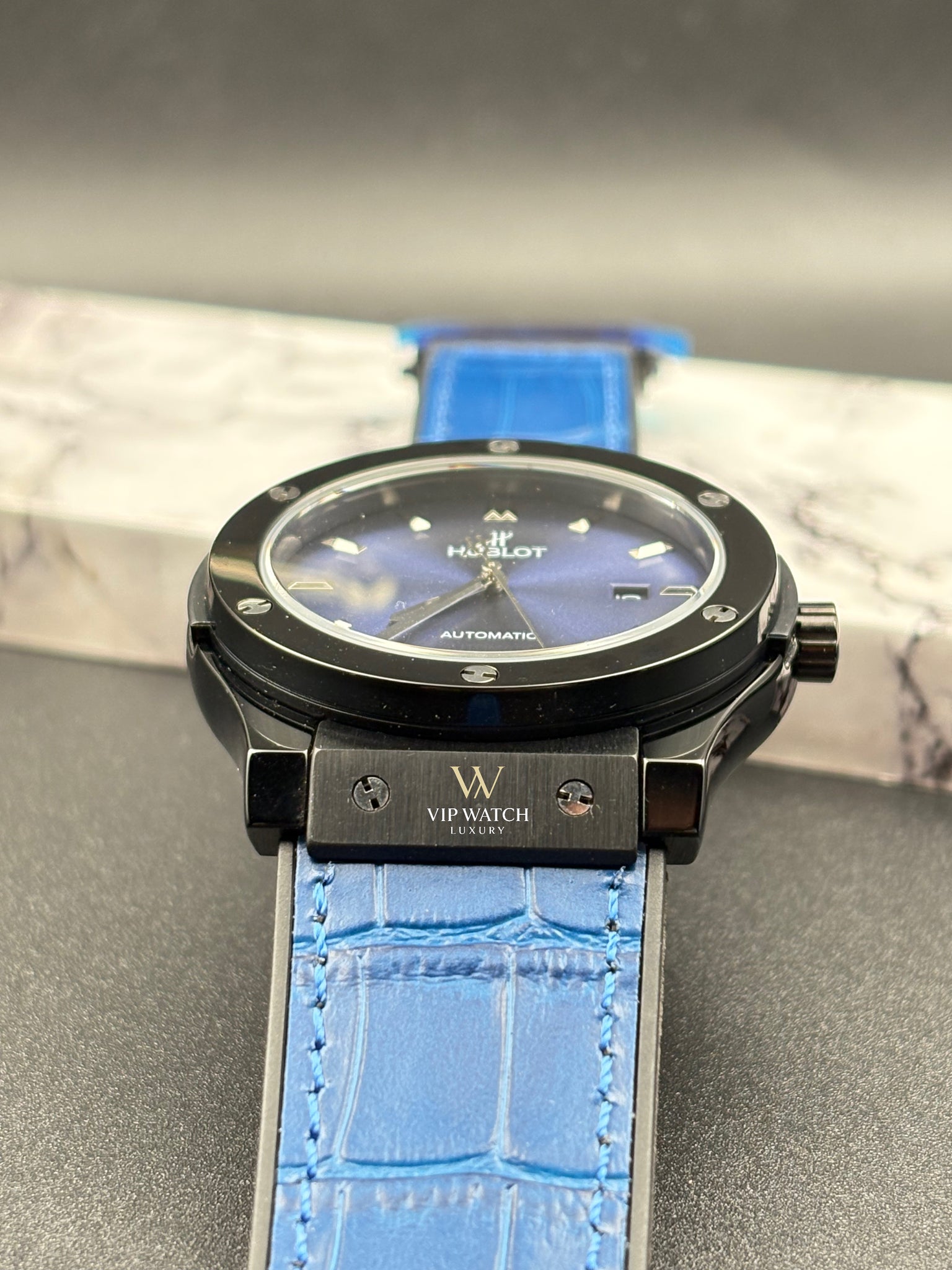 HUBLOT CLASSIC FUSION KING WATCH - 42 MM - BLUE DIAL - SS BLUE  RUBBER STRAP