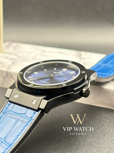 HUBLOT CLASSIC FUSION KING WATCH - 42 MM - BLUE DIAL - SS BLUE  RUBBER STRAP