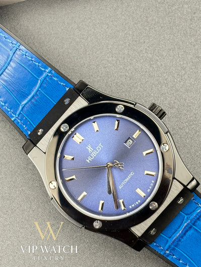 HUBLOT CLASSIC FUSION KING WATCH - 42 MM - BLUE DIAL - SS BLUE  RUBBER STRAP