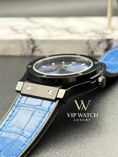 HUBLOT CLASSIC FUSION KING WATCH - 42 MM - BLUE DIAL - SS BLUE  RUBBER STRAP